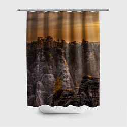 Шторка для душа ГОРЫ И ЛЕС НА ЗАКАТЕ, цвет: 3D-принт