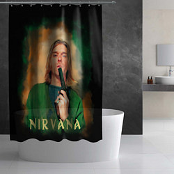 Шторка для душа Nirvana - Kurt Cobain with a gun, цвет: 3D-принт — фото 2