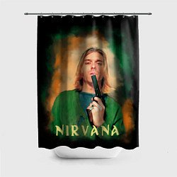 Шторка для ванной Nirvana - Kurt Cobain with a gun