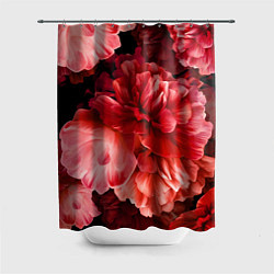 Шторка для душа Цветы Красные Пионы, цвет: 3D-принт