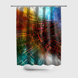 Шторка для душа Portal - Neon Space - туннель из энергетических па, цвет: 3D-принт