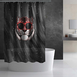 Шторка для душа Модный тигр в очках, цвет: 3D-принт — фото 2