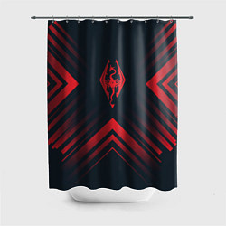 Шторка для душа Красный Символ Skyrim на темном фоне со стрелками, цвет: 3D-принт