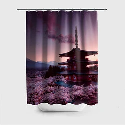 Шторка для душа Цветение сакуры в Японии, цвет: 3D-принт