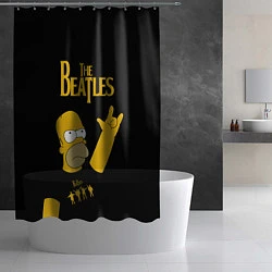 Шторка для душа The Beatles Гомер Симпсон Рокер, цвет: 3D-принт — фото 2