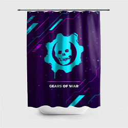 Шторка для душа Символ Gears of War в неоновых цветах на темном фо, цвет: 3D-принт