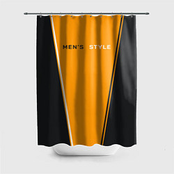 Шторка для душа Mens style мужской стиль - чёрный с оранжевым, цвет: 3D-принт