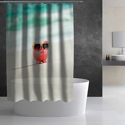 Шторка для душа Свинка на отдыхе, цвет: 3D-принт — фото 2
