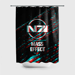 Шторка для душа Mass Effect в стиле Glitch Баги Графики на темном, цвет: 3D-принт