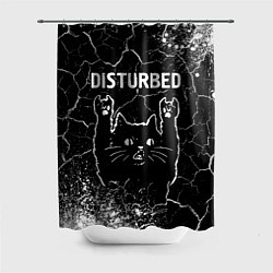Шторка для душа Группа Disturbed и Рок Кот, цвет: 3D-принт