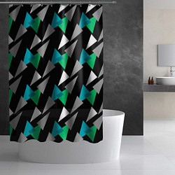 Шторка для душа Разноцветные треугольники на черном фоне, цвет: 3D-принт — фото 2