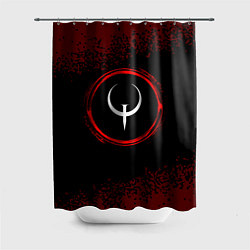 Шторка для душа Символ Quake и краска вокруг на темном фоне, цвет: 3D-принт