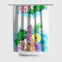 Шторка для душа Тропический рай и мороженое, цвет: 3D-принт