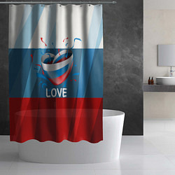 Шторка для душа Флаг России в виде сердца, цвет: 3D-принт — фото 2