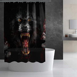 Шторка для душа Злой волк с открытой пастью, цвет: 3D-принт — фото 2