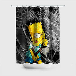 Шторка для душа Барт Симпсон разбил из рогатки стекло, цвет: 3D-принт
