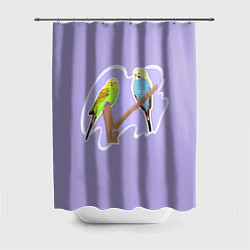 Шторка для ванной Пара волнистых попугаев