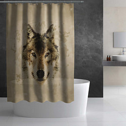 Шторка для душа Полигональная голова волка, цвет: 3D-принт — фото 2