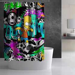 Шторка для душа Барт Симпсон - центр-форвард на фоне граффити, цвет: 3D-принт — фото 2