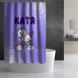 Шторка для душа Катя кошка единорожка, цвет: 3D-принт — фото 2