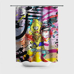 Шторка для душа Зомби Барт Симпсон с рогаткой на фоне граффити, цвет: 3D-принт