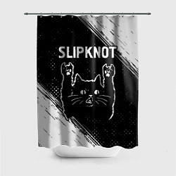 Шторка для душа Группа Slipknot и рок кот, цвет: 3D-принт