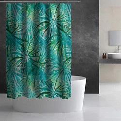 Шторка для душа Тропические листья на зеленом фоне, цвет: 3D-принт — фото 2