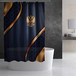 Шторка для душа Blue & gold герб России, цвет: 3D-принт — фото 2