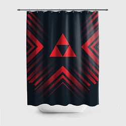 Шторка для душа Красный символ Zelda на темном фоне со стрелками, цвет: 3D-принт