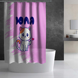 Шторка для душа Юля кошечка с сердечком, цвет: 3D-принт — фото 2