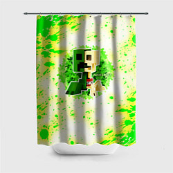 Шторка для ванной Minecraft creeper green