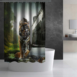 Шторка для душа Кибернетический тигр, цвет: 3D-принт — фото 2