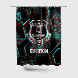 Шторка для душа Everton FC в стиле glitch на темном фоне, цвет: 3D-принт