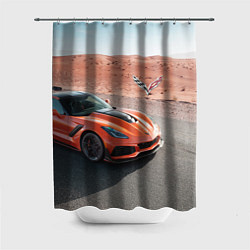 Шторка для душа Chevrolet Corvette - Motorsport - Desert, цвет: 3D-принт
