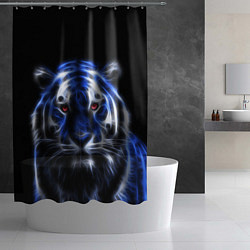 Шторка для душа Синий неоновый тигр, цвет: 3D-принт — фото 2