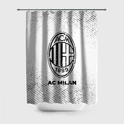 Шторка для душа AC Milan с потертостями на светлом фоне, цвет: 3D-принт