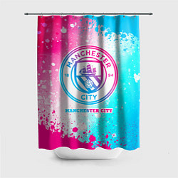 Шторка для ванной Manchester City neon gradient style