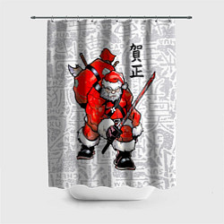 Шторка для душа Santa Claus Samurai with katana, цвет: 3D-принт