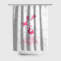 Шторка для душа Merry Christmas, cute bunny, цвет: 3D-принт