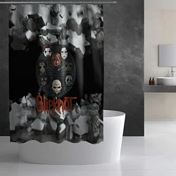 Шторка для душа Slipknot объемные плиты black, цвет: 3D-принт — фото 2