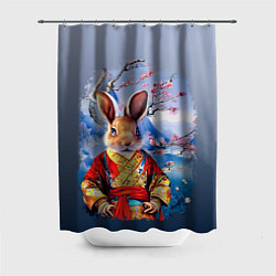 Шторка для душа Кролик в китайском халате, цвет: 3D-принт