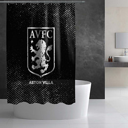 Шторка для душа Aston Villa с потертостями на темном фоне, цвет: 3D-принт — фото 2