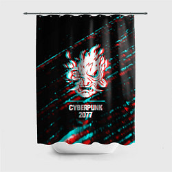 Шторка для душа Cyberpunk 2077 в стиле glitch и баги графики на те, цвет: 3D-принт