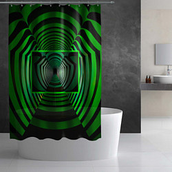 Шторка для душа Зелёный туннель - оптическая иллюзия, цвет: 3D-принт — фото 2