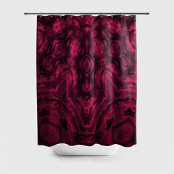 Шторка для ванной Черно красный абстрактный орнамент