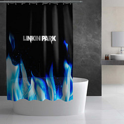 Шторка для душа Linkin Park blue fire, цвет: 3D-принт — фото 2