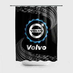Шторка для душа Volvo в стиле Top Gear со следами шин на фоне, цвет: 3D-принт