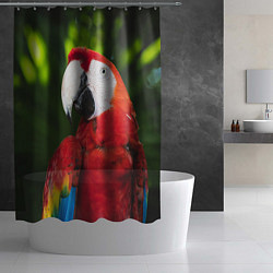 Шторка для душа Красный попугай Ара, цвет: 3D-принт — фото 2