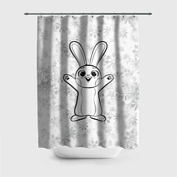 Шторка для душа Счастливый кролик и снежинки, цвет: 3D-принт