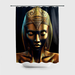 Шторка для душа Нейросеть - золотая статуя египетской царицы, цвет: 3D-принт